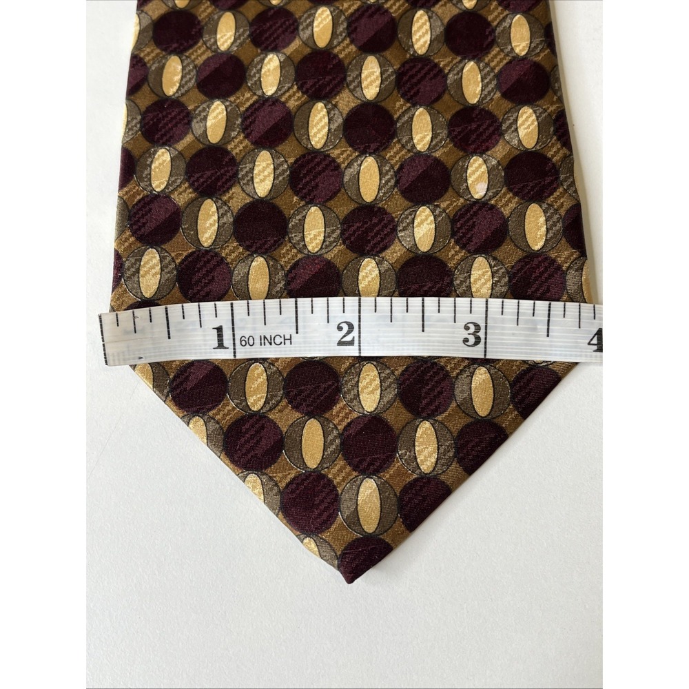 Robert Talbott Parisian 4" Burgundy Gold Geometric Silk Neck Tie Quiet Luxury - Picture 5 of 6